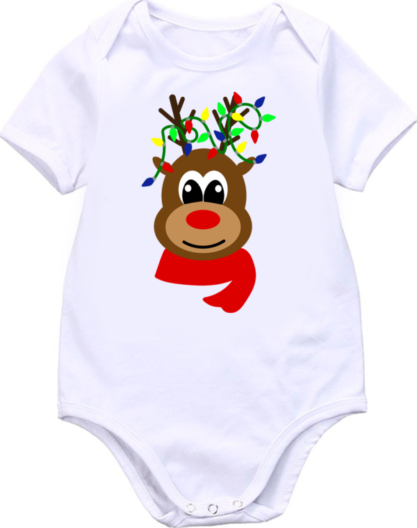 Baby-Reindeer-Lights-Babygrow-1-600x758 Pic-a-Tee Bodyvest with boy caught in headlights print