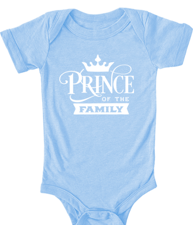 PrinceoftheFamily Pic-a-Tee Baby Bodyvest with Prince of the Family print