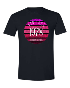 T-Shirt with Birthday Pink Retro Sunset Print