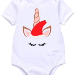 Baby Bodyvest with Santa Unicorn Print