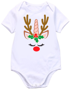 Baby Bodyvest with Santa Mistletoe Unicorn Print