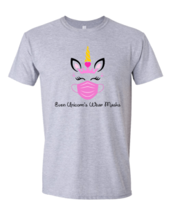 Kids T-Shirt with Even Unicorns wear Masks Print