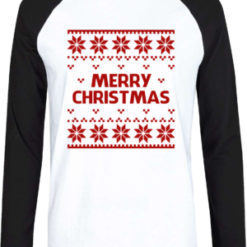 Pic-a-Tee Baseball T-Shirt with Merry Christmas Print