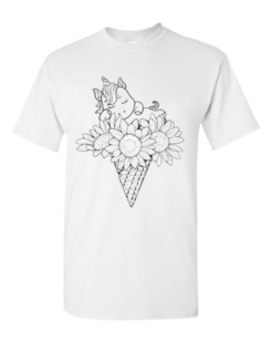 Pic-a-Tee Colour In Paint your own T-Shirt with Unicorn on Flower