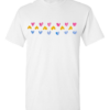 White t-shirt with colourful heart band