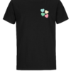 Black T-shirt with colourful pocket hearts print