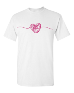 Pic-a-Tee White T-Shirt with Teal Squiggly Heart Print