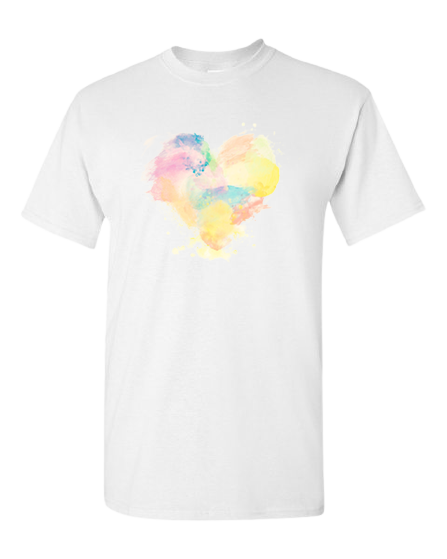 White Tee with Tie Dye Heart Pic-a-Tee White t-shirt with Tie Dye Heart print