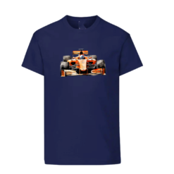 Formula Racing T-shirt With Orange Car Print